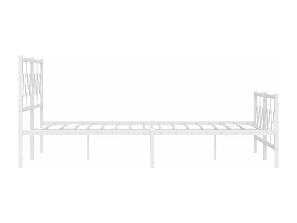 Cadre de lit métal sans matelas et pied de lit blanc 183x213 cm