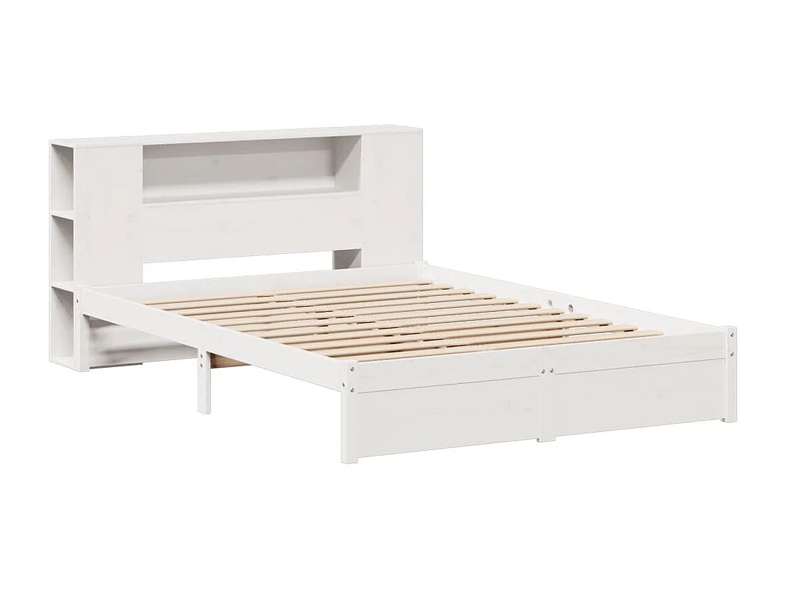 Lit bibliothèque sans matelas blanc 120x200 cm bois pin massif