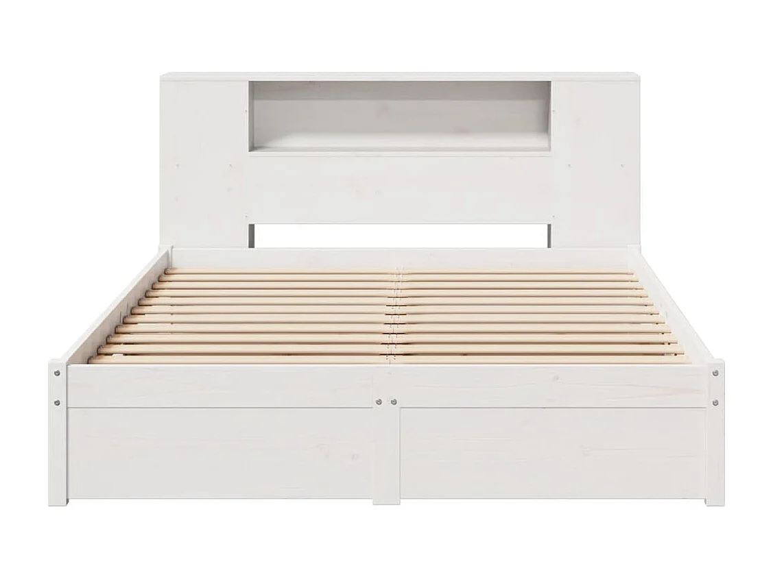 Lit bibliothèque sans matelas blanc 120x200 cm bois pin massif