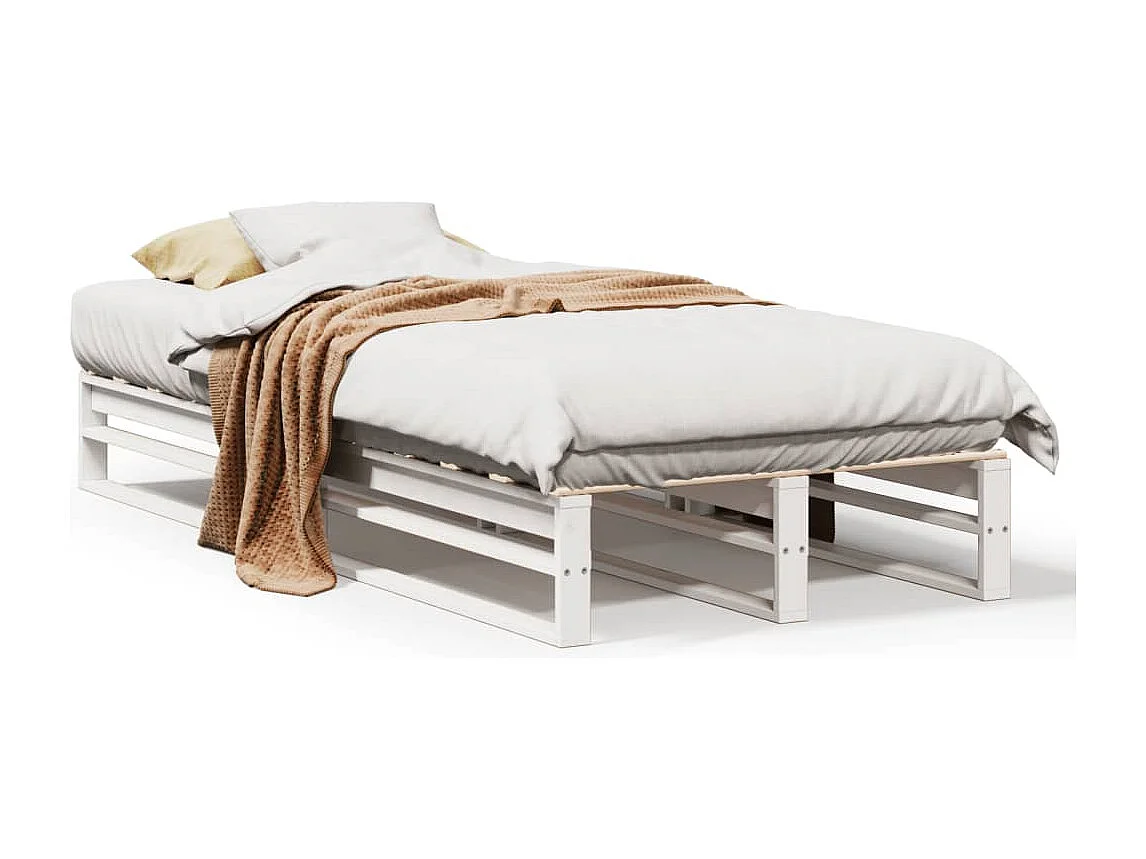Letto senza Materasso Bianco 75x190 in Legno Massello di Pino