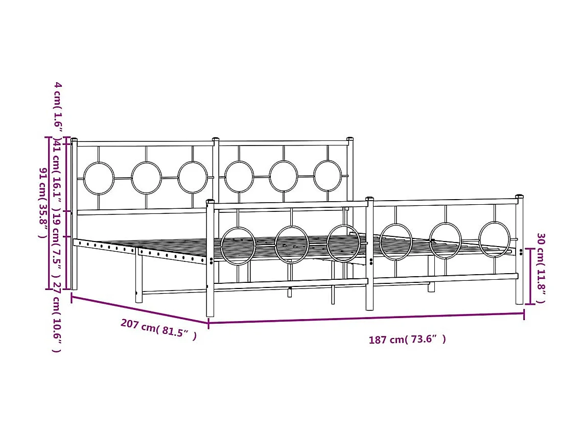 Cadre de lit sans matelas noir 90x200 cm