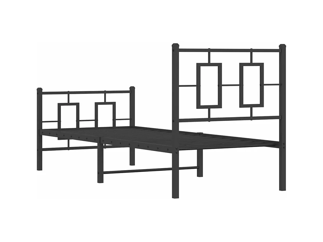 Giroletto con Testiera e Pediera Metallo Nero 75x190 cm