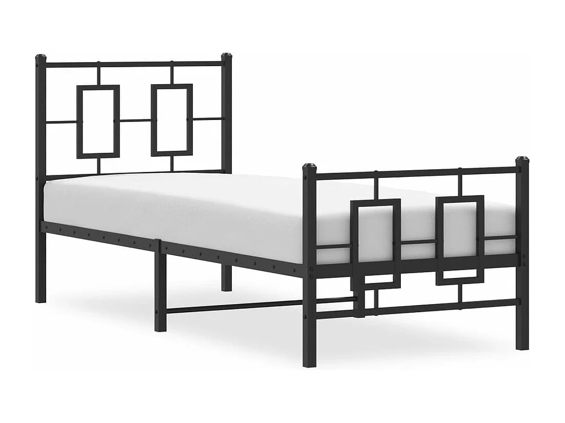 Bedframe met hoofd- en voeteneinde metaal zwart 75x190 cm