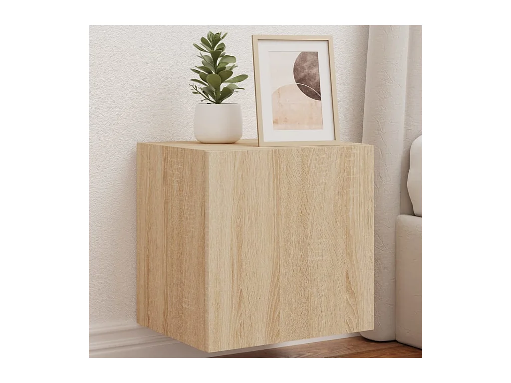 Meubles TV muraux lumières LED 2 pcs chêne sonoma 40,5x35x40 cm