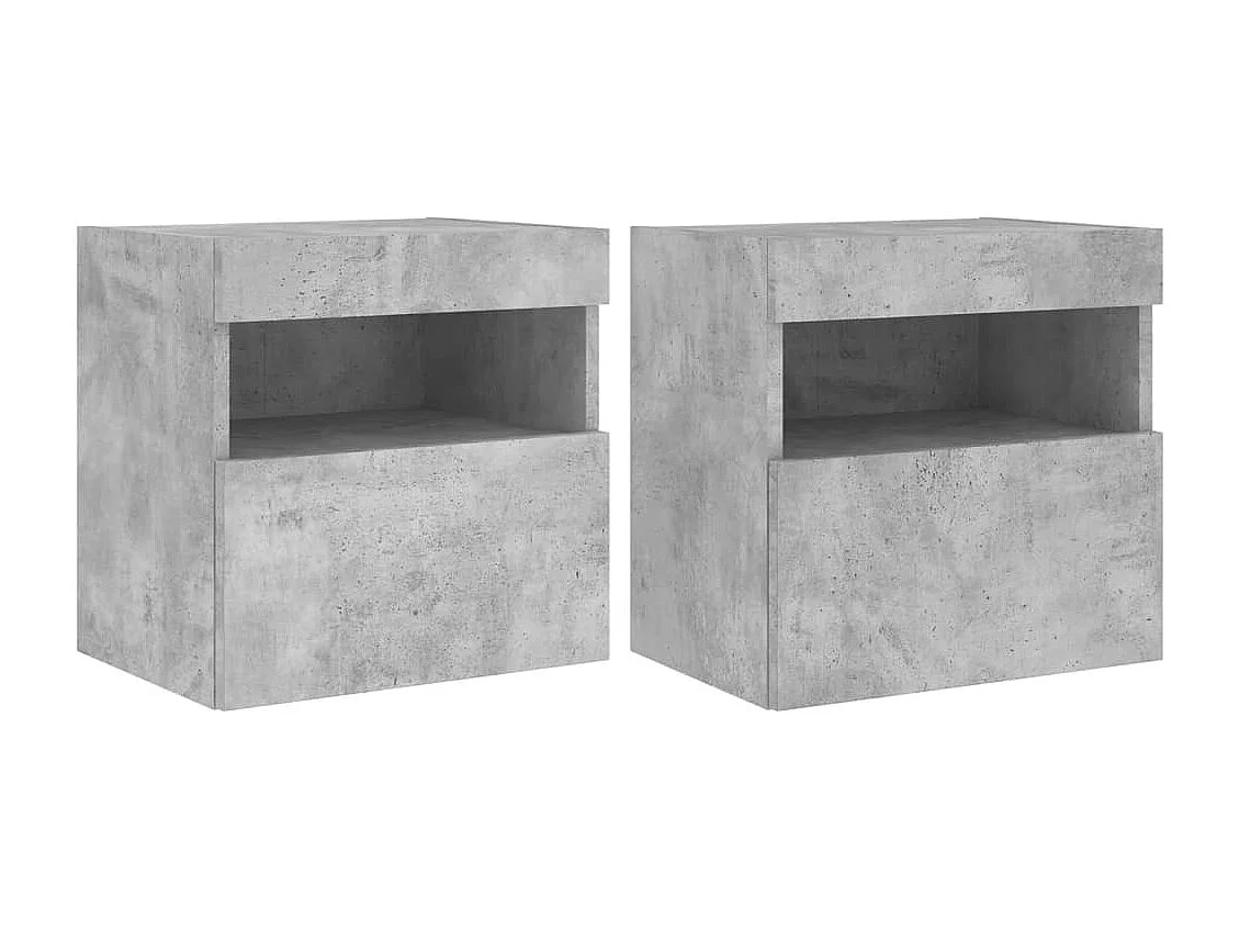 Meubles TV muraux et lumières LED 2pcs gris béton 40x30x40 cm