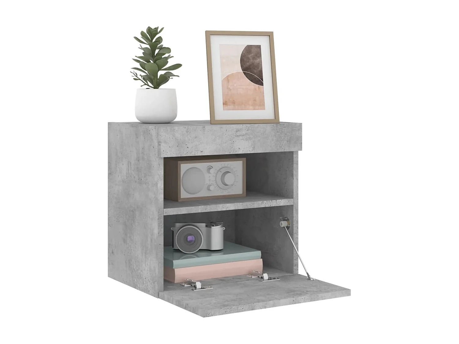 Meubles TV muraux et lumières LED 2pcs gris béton 40x30x40 cm