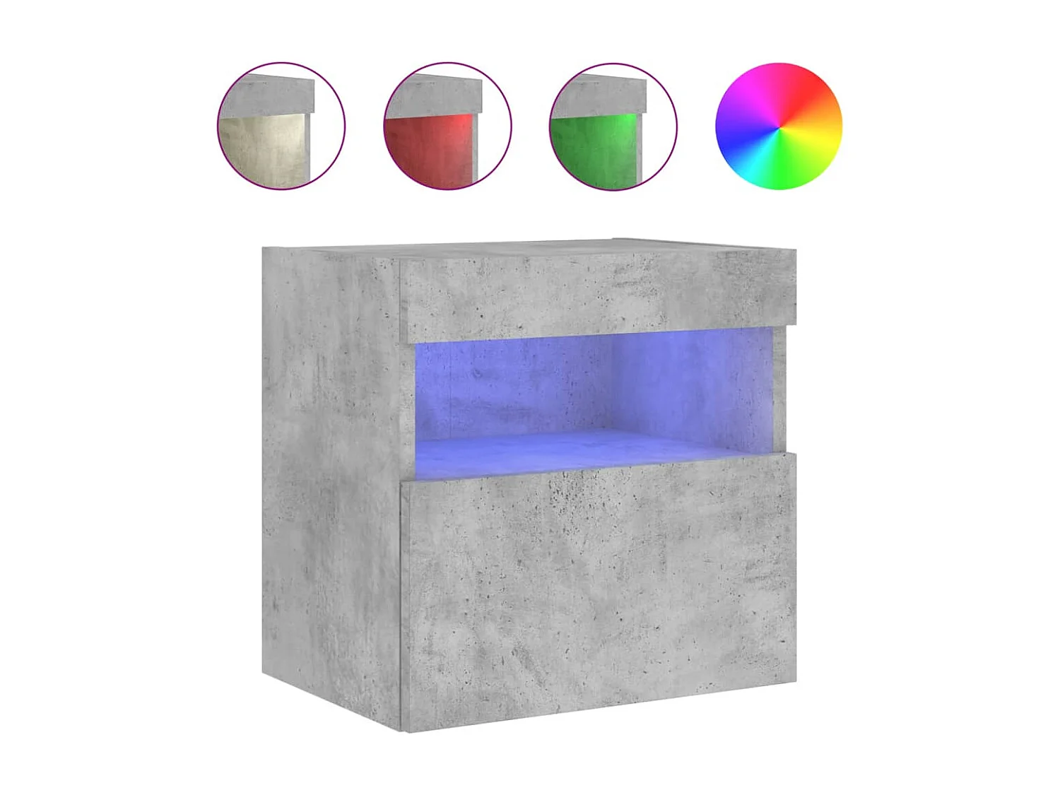 Meubles TV muraux et lumières LED 2pcs gris béton 40x30x40 cm