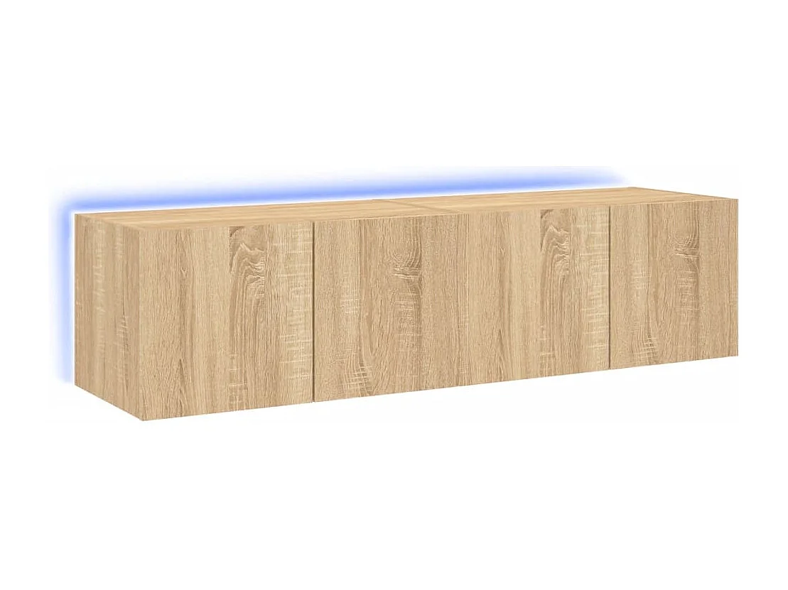Meubles TV muraux lumières LED 2 pcs chêne sonoma 60x35x31 cm