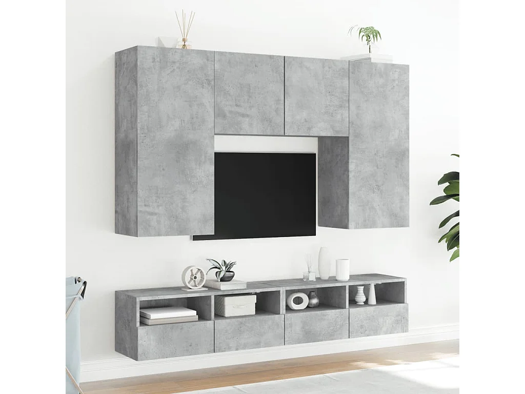 Meubles TV muraux 2 pcs gris béton 80x30x30cm bois d'ingénierie