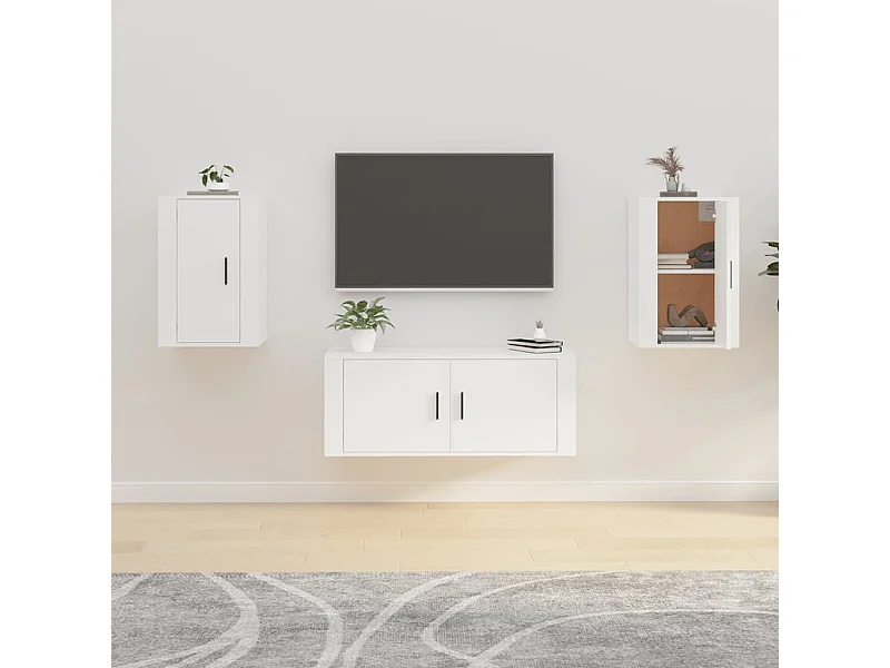 Muebles para TV de pared 2 uds blanco 40x34,5x60 cm