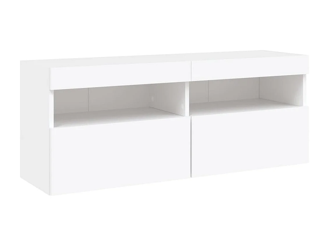 Set Mobili TV a Muro 7 pz con Luci LED Bianco