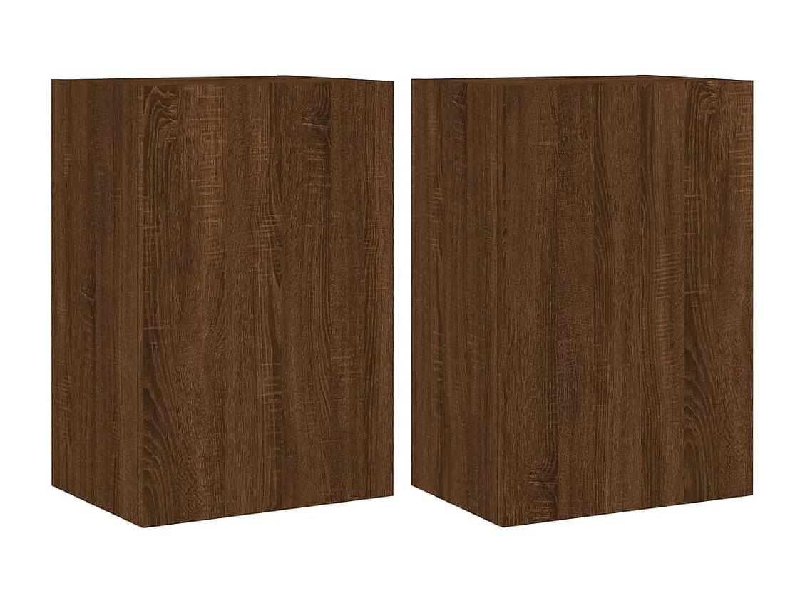 Mobili TV Muro 2 pz Rovere Marrone 40,5x30x60 Legno Multistrato