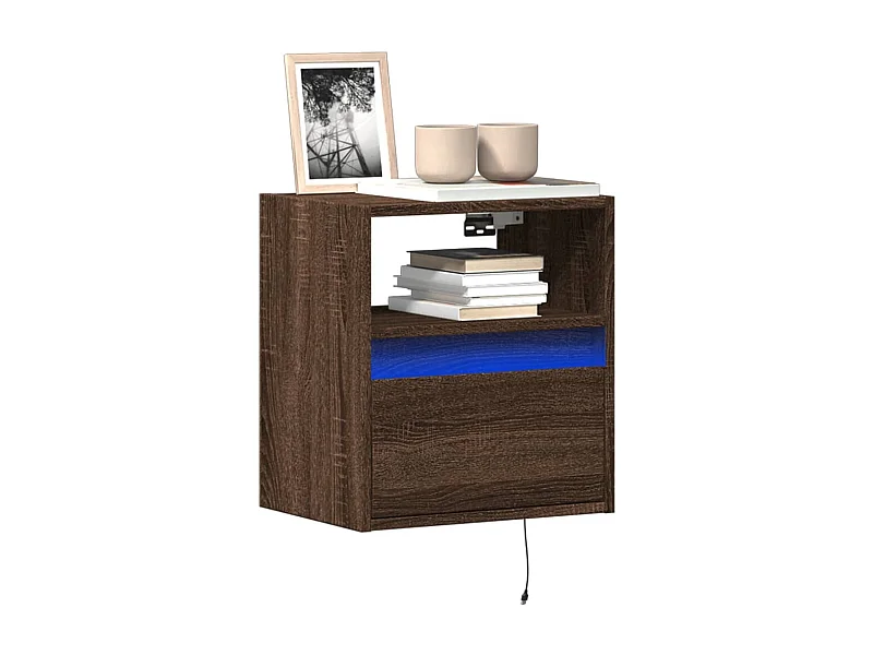 Mobili TV a Parete con Luci LED 2pz Rovere Marrone 41x31x45 cm