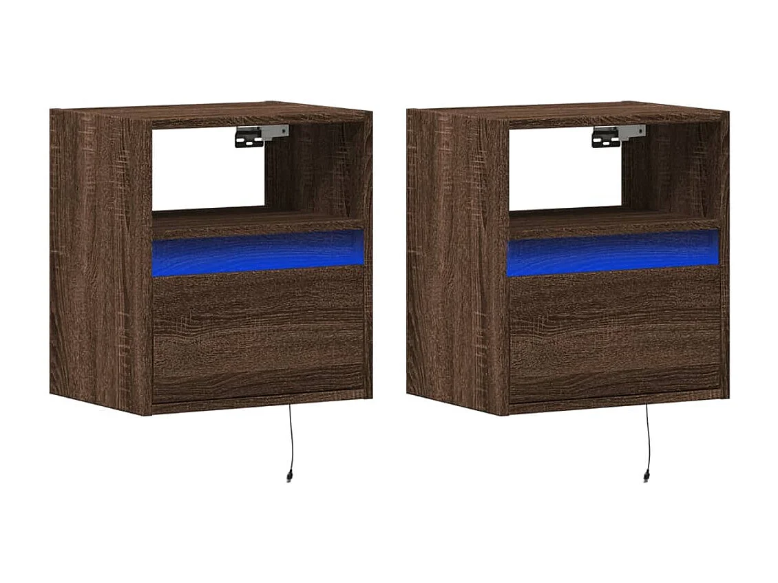 Móveis de parede para TV com luzes LED 2 pcs carvalho castanho