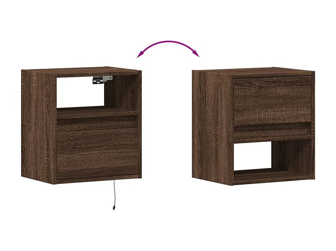 Meubles TV muraux lumières LED 2 pcs chêne marron 41x31x45 cm