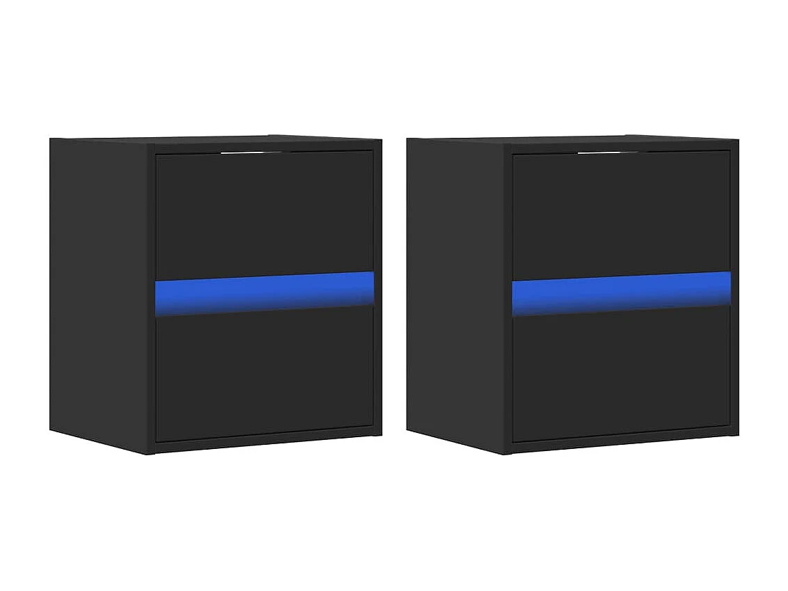 Meubles TV muraux avec lumières LED 2 pcs noir 41x31x45 cm