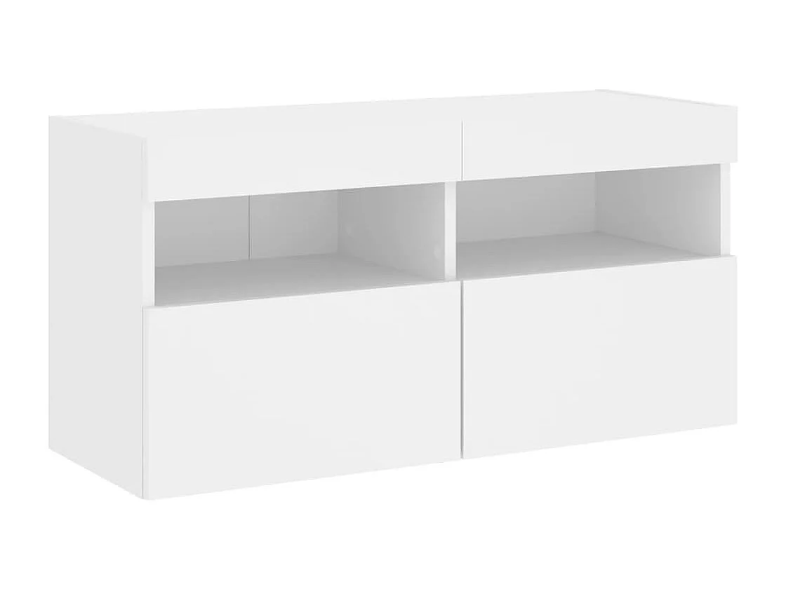 Set Mobili TV a Muro 7 pz con Luci LED Bianco