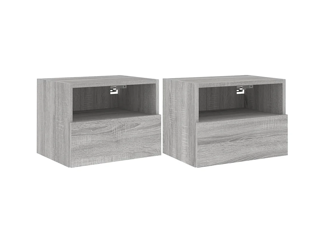 Mobili TV Muro 2pz Grigio Sonoma 40x30x30 cm Legno Multistrato