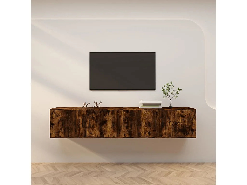 Muebles para TV de pared 2 uds roble ahumado 100x34,5x40 cm