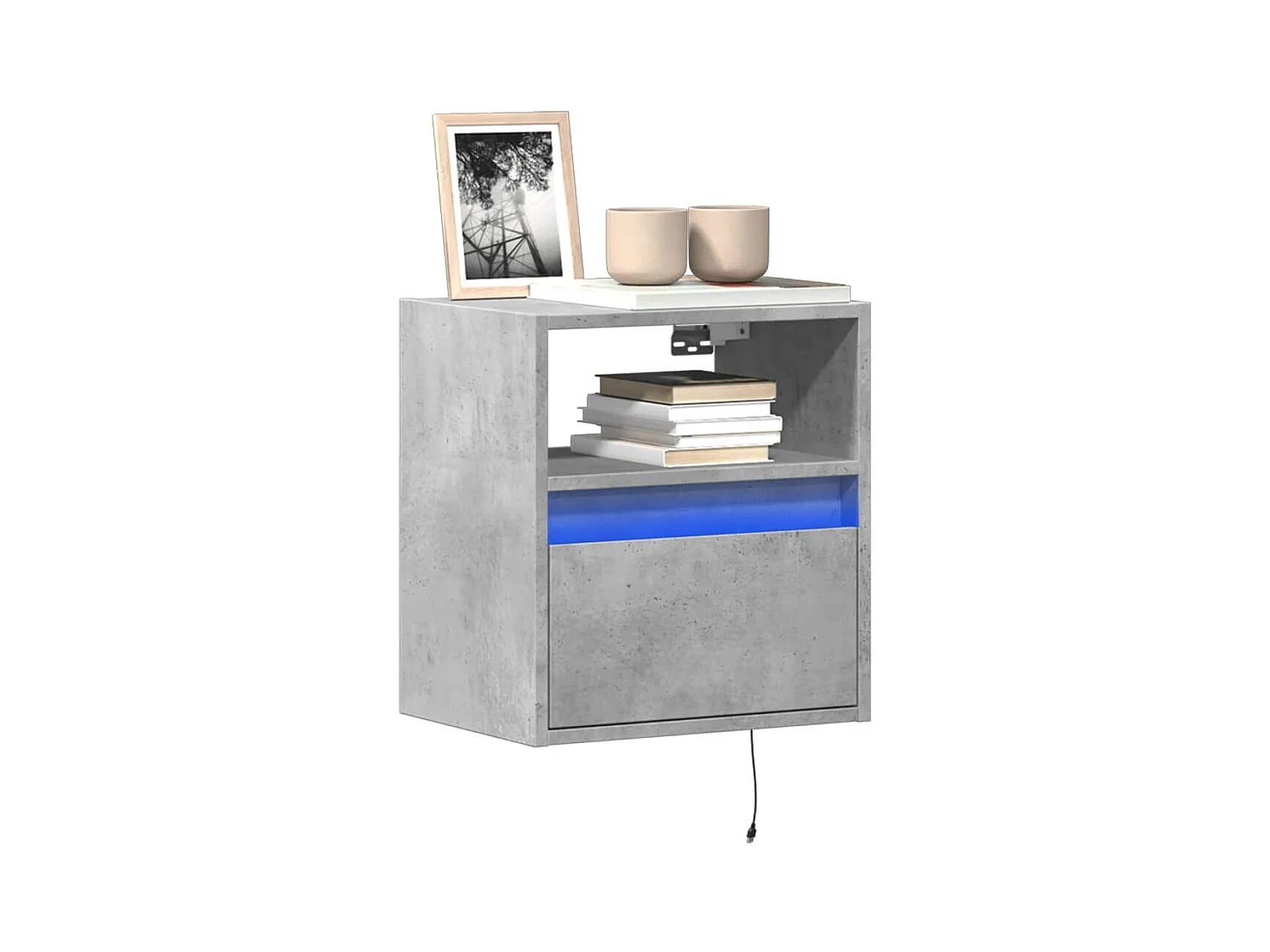 Meubles TV muraux et lumières LED 2 pcs gris béton 41x31x45 cm