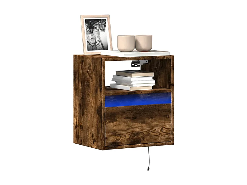 Mobili TV a Parete con Luci LED 2pz Rovere Fumo 41x31x45 cm