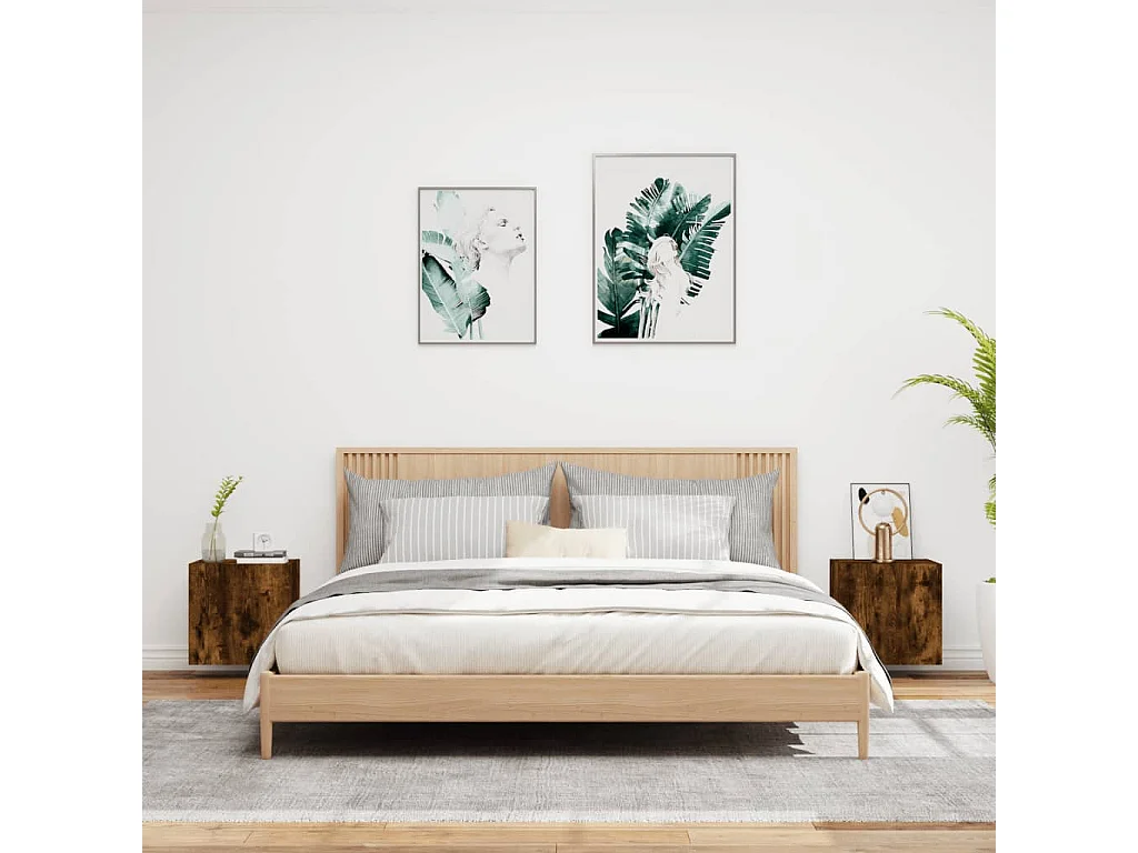 Meubles TV muraux 2 pcs chêne fumé 40,5x30x40cm bois ingénierie