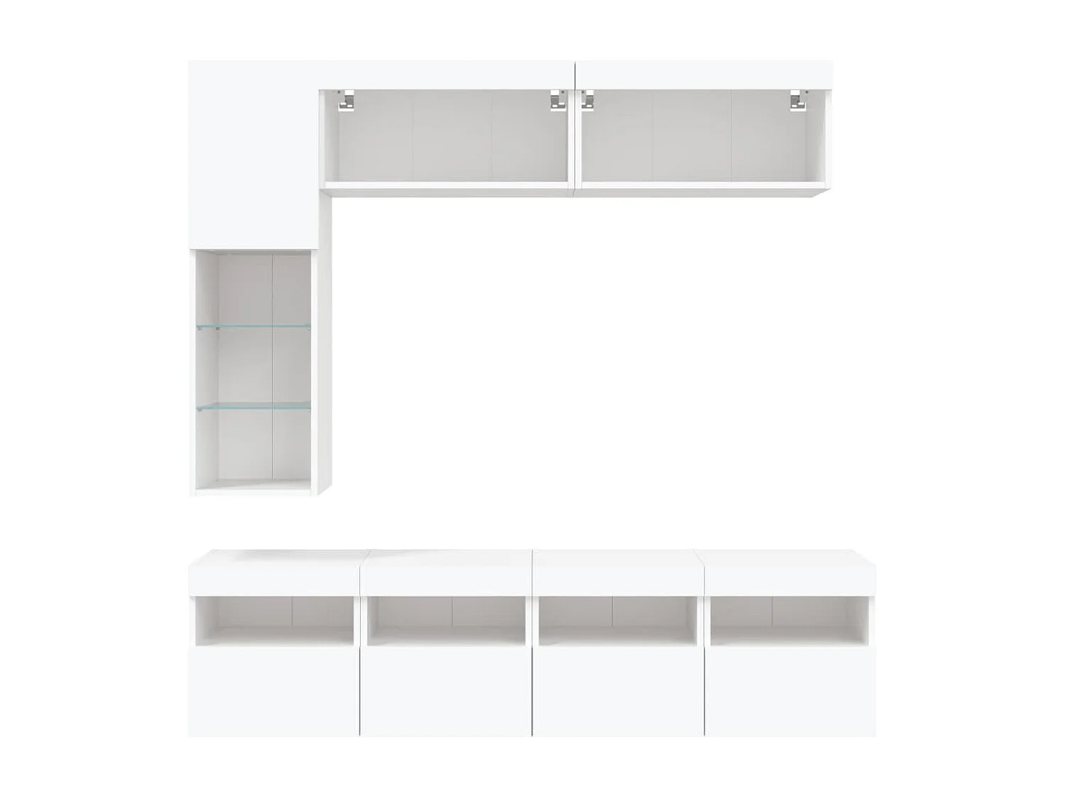 Set Mobili TV a Muro 7 pz con Luci LED Bianco