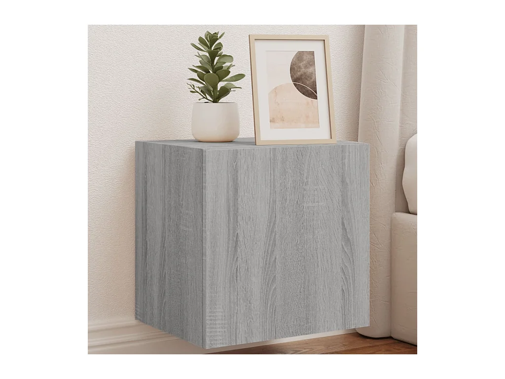 Meubles TV muraux et lumières LED 2pcs sonoma gris 40,5x35x40cm