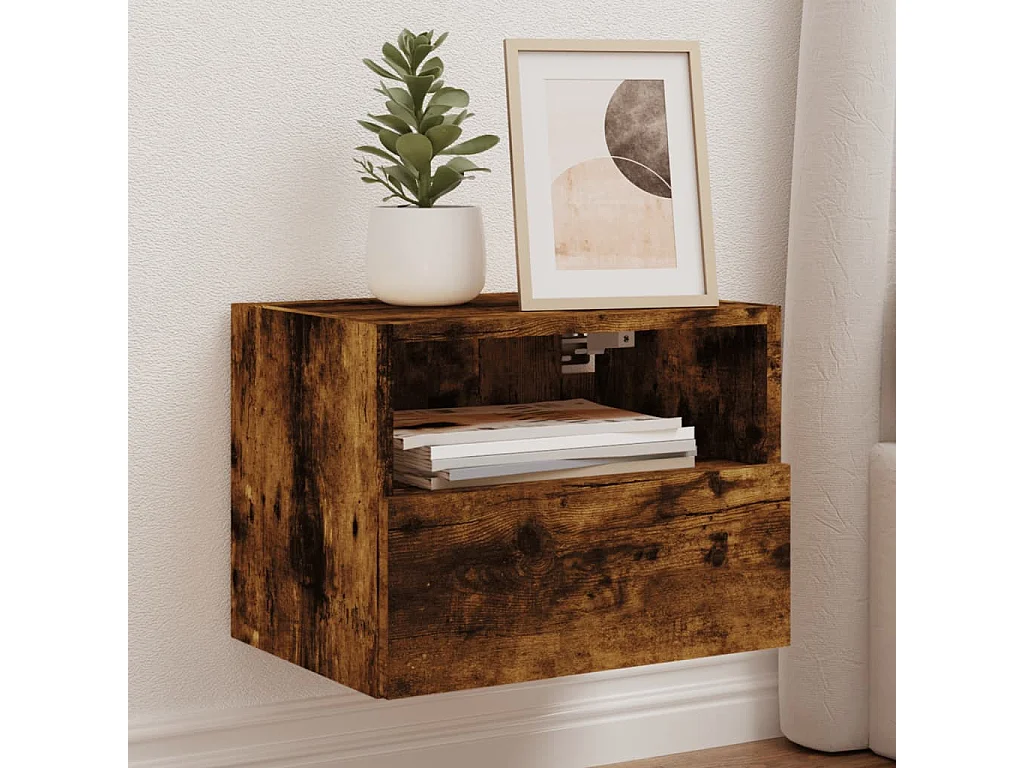 Meubles TV muraux 2 pcs chêne fumé 40x30x30cm bois d'ingénierie