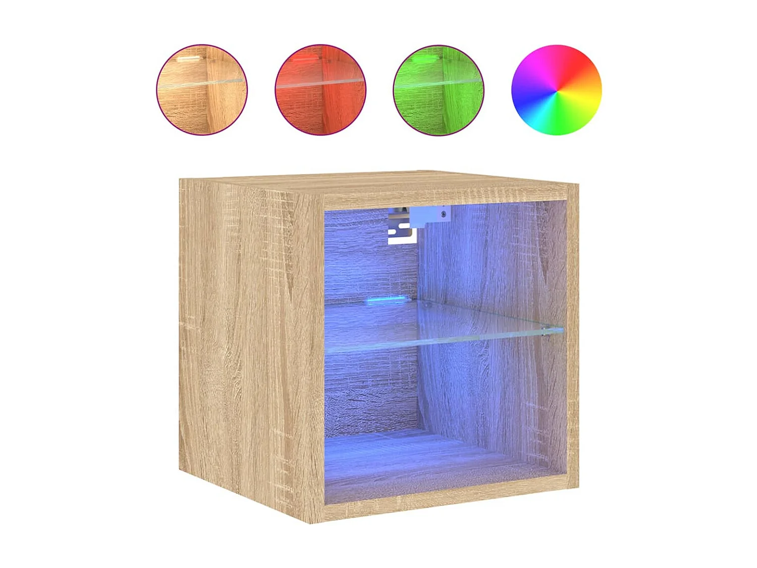 Meubles TV muraux lumières LED 2 pcs chêne sonoma 30x28,5x30 cm