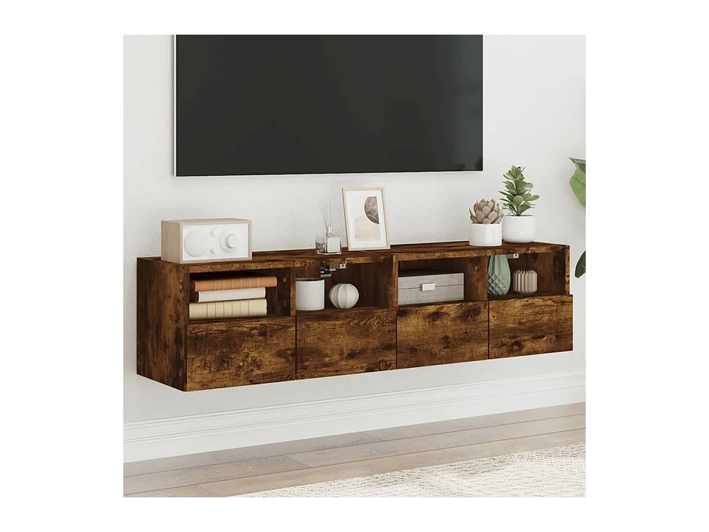 TV-Wandschränke 2 Stk. Räuchereiche 60x30x30 cm Holzwerkstoff