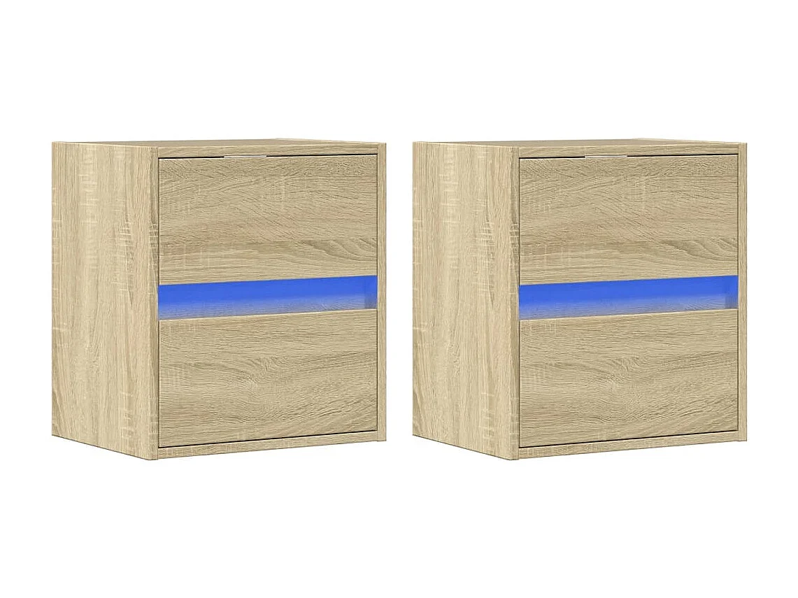 Móveis de parede para TV com luzes LED 2 pcs carvalho sonoma