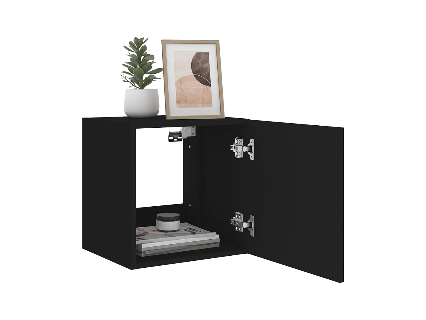 Meubles TV muraux avec lumières LED 2 pcs noir 40,5x35x40 cm