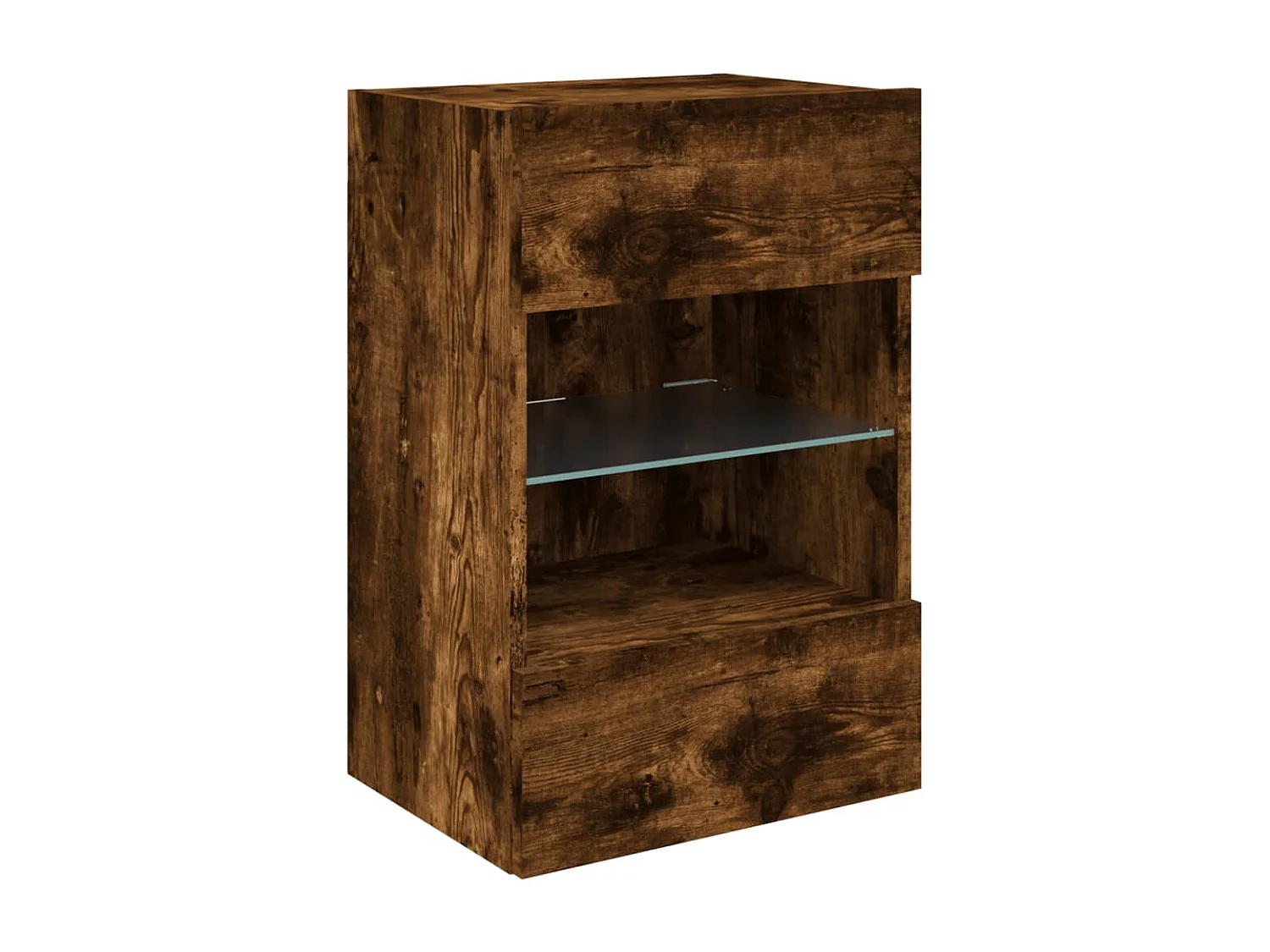 Meubles TV muraux et lumières LED 2pcs chêne fumé 40x30x60,5 cm