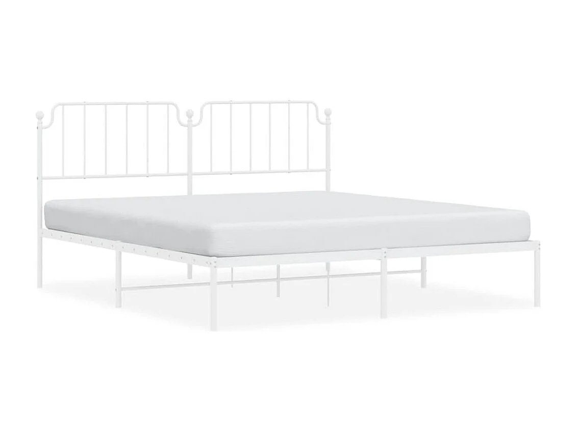 Cadre de lit métal sans matelas et tête de lit blanc 183x213 cm