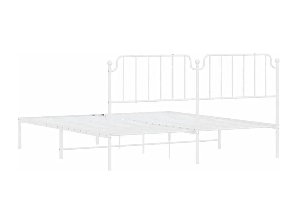 Cadre de lit métal sans matelas et tête de lit blanc 183x213 cm