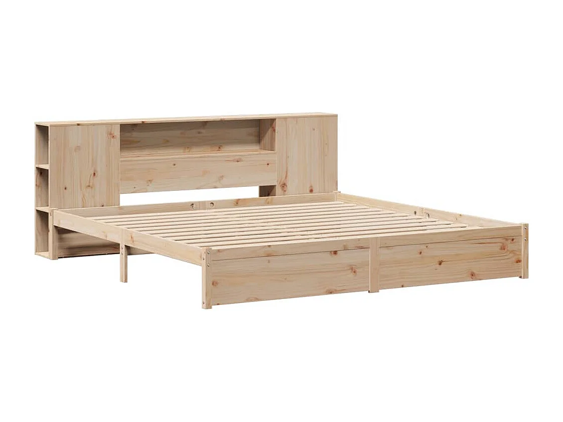 Massivholzbett mit Regal ohne Matratze 200x200 cm Kiefernholz