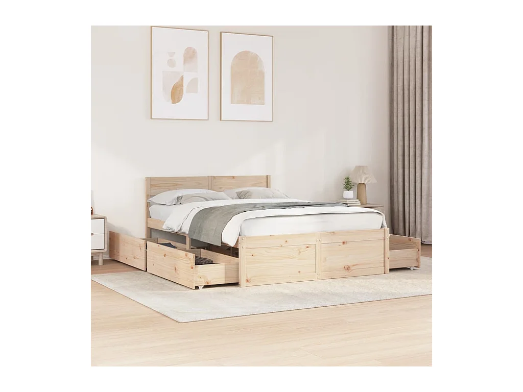 Cadre de lit sans matelas 120x200 cm bois de pin massif