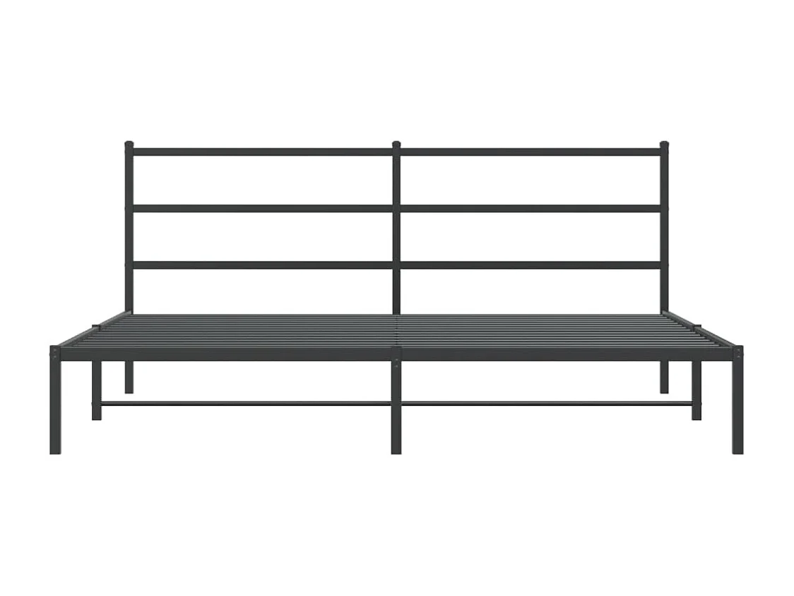 Cadre de lit métal sans matelas avec tête de lit noir 183x213cm