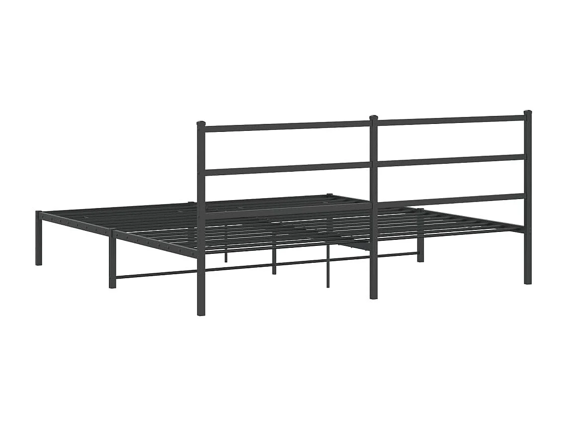 Cadre de lit métal sans matelas avec tête de lit noir 183x213cm