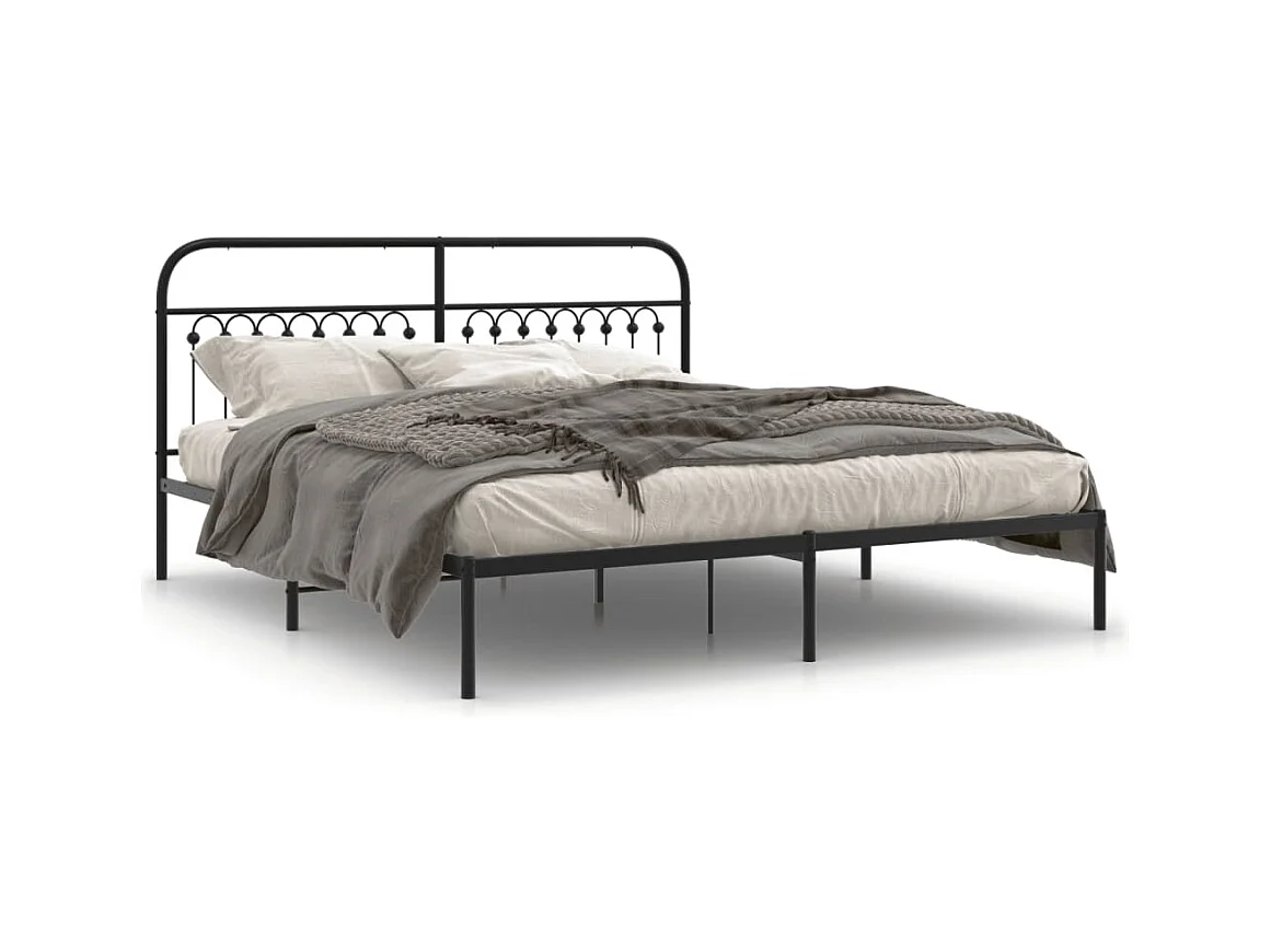 Bedframe met hoofdbord metaal zwart 183x213 cm