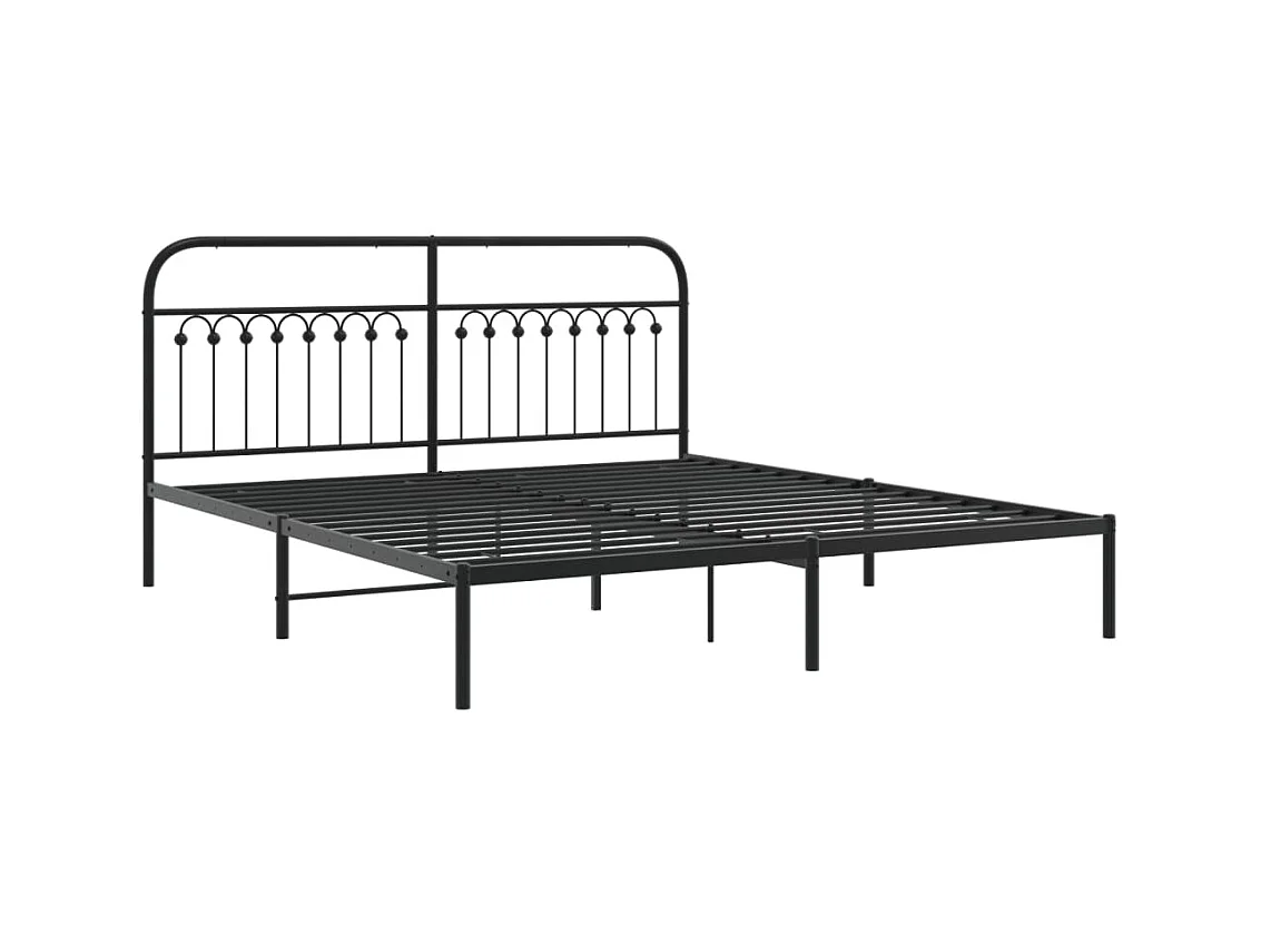 Bedframe met hoofdbord metaal zwart 183x213 cm