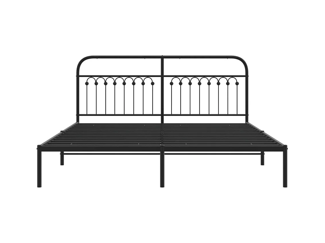 Bedframe met hoofdbord metaal zwart 183x213 cm