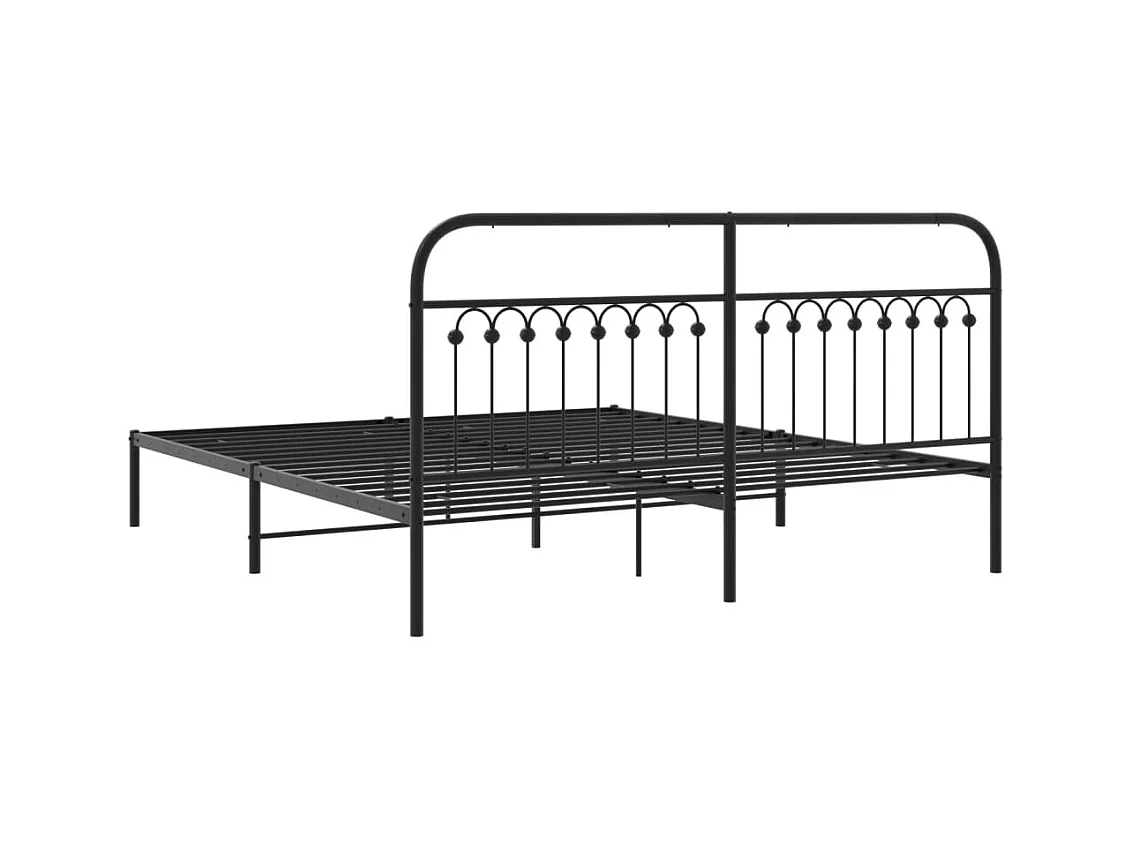 Bedframe met hoofdbord metaal zwart 183x213 cm