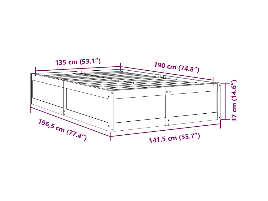 Bedframe met hoofdbord metaal zwart 183x213 cm