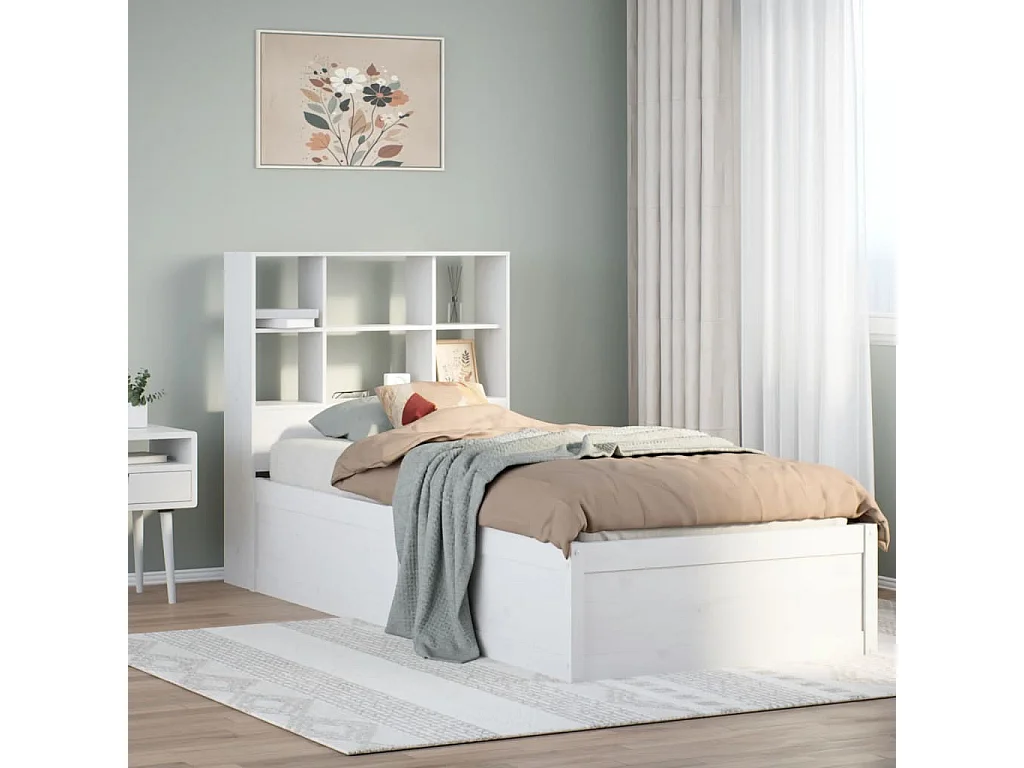 Giroletto senza Materasso Bianco 90x200 cm Legno Massello Pino