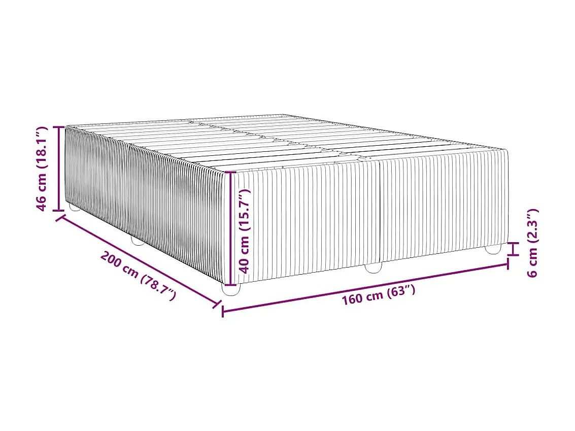 Estructura de cama sin colchón terciopelo rosa 160x200 cm