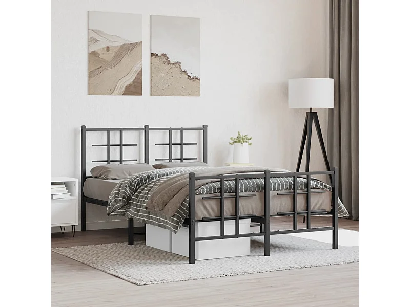 Estructura cama sin colchón con estribo metal negro 120x190 cm