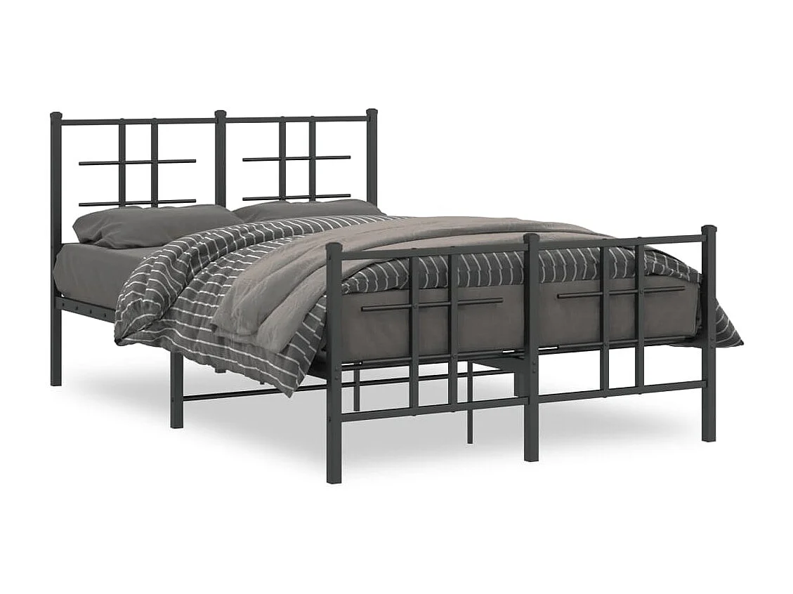 Cadre de lit métal sans matelas avec pied de lit noir 120x190cm