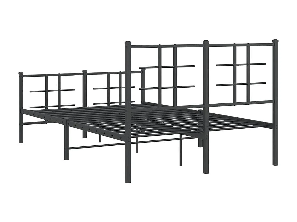 Cadre de lit métal sans matelas avec pied de lit noir 120x190cm